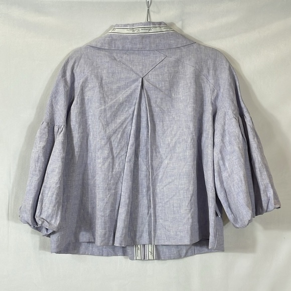 Armani Collection Jacket Light Blue Size 6 Full Zip Swing bubble Sleeve EUC - Picture 5 of 12